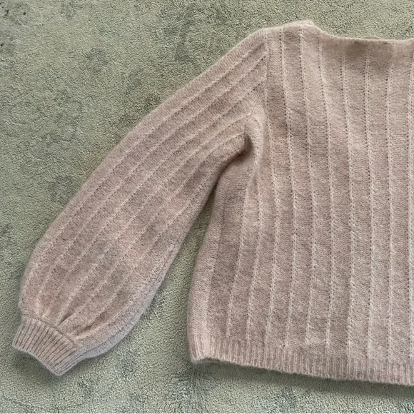 Sezane Antonetta Cardigan Sweater Jumper Powder Pink Merino Wool Mohair Medium - Picture 6 of 13